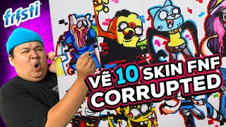 Vẽ 10 Skin FNF Pibby Corrupted Mod | Steven, Robin , Finn, Jake | Mazk Phá Phách #150