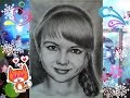 Сухая кисть, - портрет красивой девушки. Dry brush - a portrait of a beautiful girl.