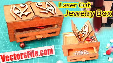 Laser Cut Wooden Jewelry Box with Drawer Mini Jewellery Box Design VectorsFile.com