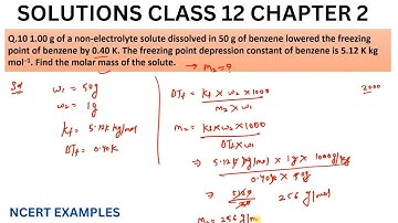 1.00 g of a non-electrolyte solute dissolved in 50g of benzene lowered the freezing point of benzene