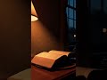 Warm bedside lamp and open book by a night window 📖