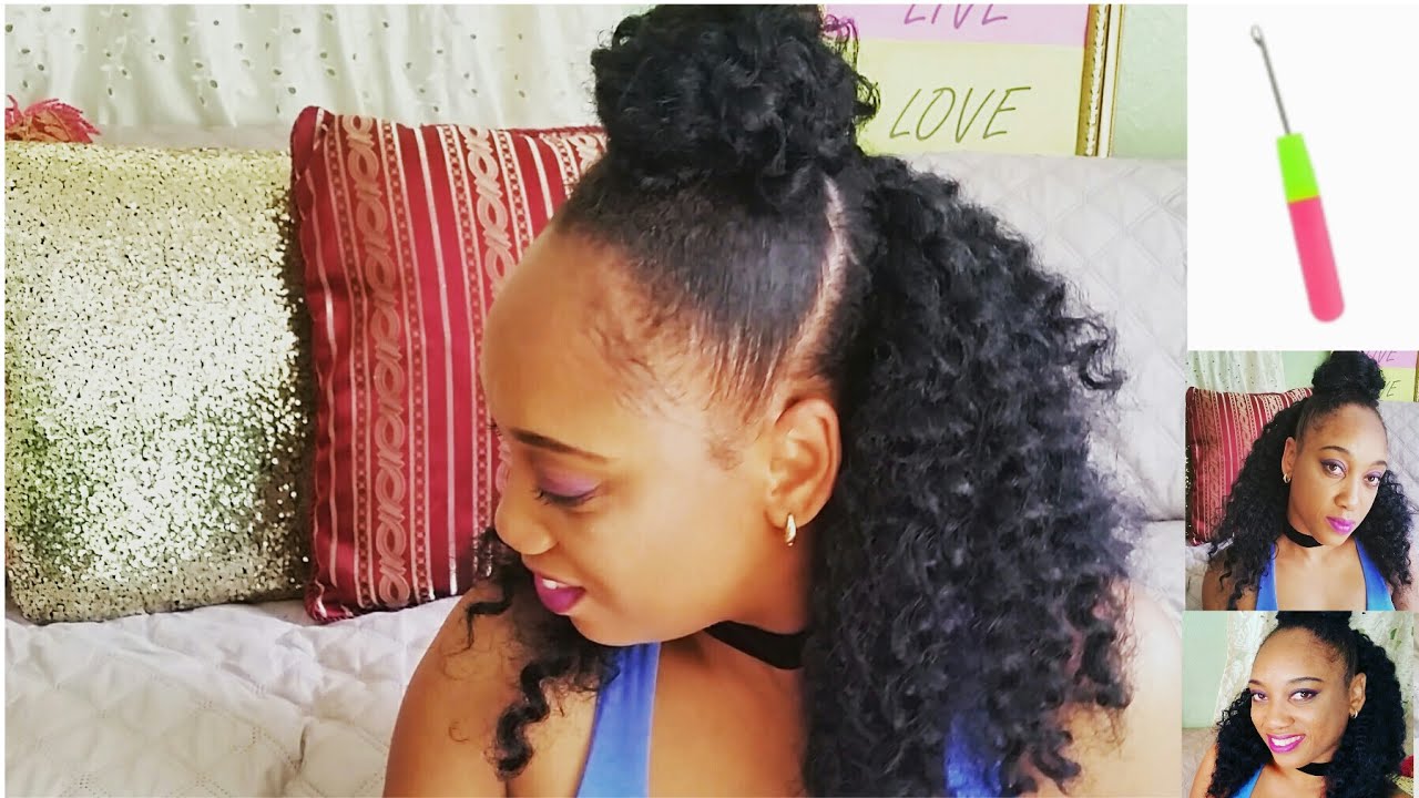 HOW TO: BRAIDLESS CROCHET ll HALF UP HALF DOWN NATURAL 