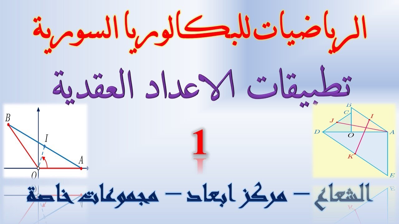 تطبيقات الاعداد العقدية | 1 | تمثيل الاشعة باعداد عقدية #مركز الابعاد المتناسبة و مجموعات خاصة