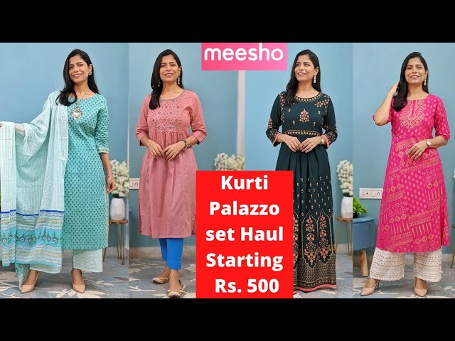 Meesho Kurti Palazzo Set Haul (starting ₹500/-)