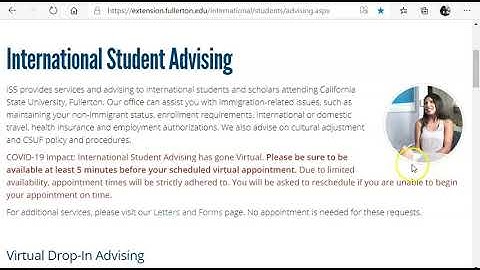 CSUF International Student Advising | Making a Virtual Appointment