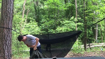 Rainfly and bug net set up for ENO Hammock