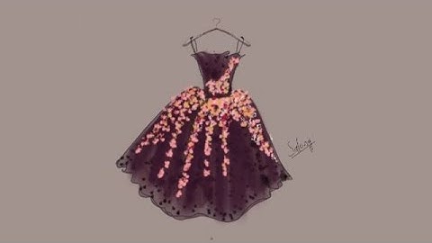 Beginner dress designing in Autodesk sketchbook | digital art | floral dress