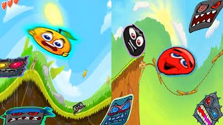 Red Ball 4 &amp; Red Ball 3 - &quot;Duel Walk-Through&quot; In Funny Twisted World with Orange Ball Complete Game