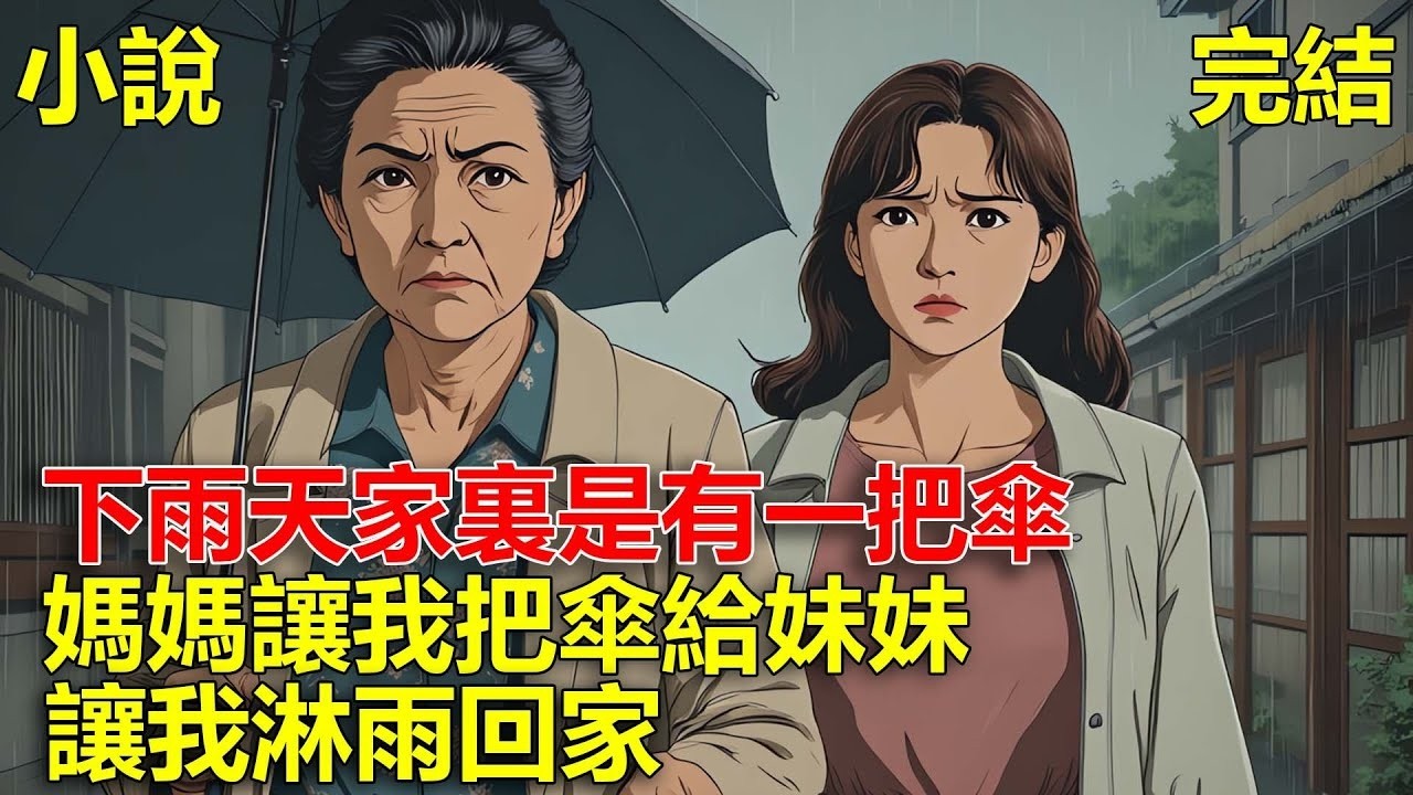 我媽經常說，姐妹倆要學會共用，下雨天家裏是有一把傘，妹妹的衣服不能濕，於是媽媽讓我把傘給妹妹，讓我淋雨回家！