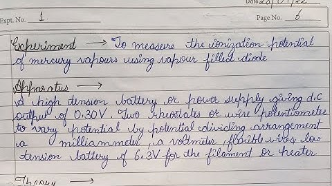 To measure ionisation potential of mercury vapours using vapour filled diode.|B.Sc physics practical