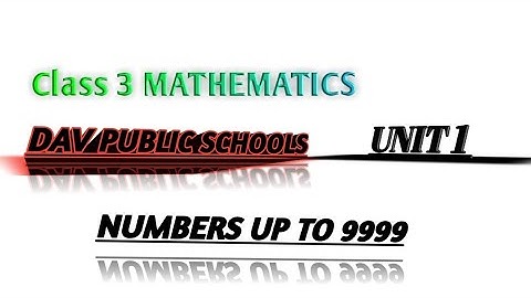 Class 3 MATHEMATICS Unit Numbers Up To 9999