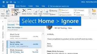 Ignore conversations in Outlook