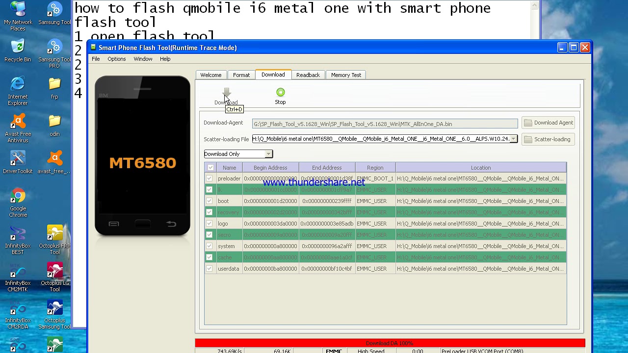 i6 metal one flash with smart phone flash tool