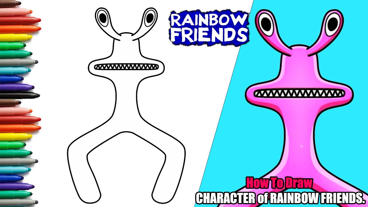 Como DESENHAR o PINK do RAINBOW FRIENDS ROBLOX - Como DIBUJAR a PINK de RAINBOW  FRIENDS ROBLOX 