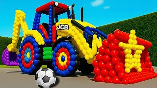The mascot vibrato assistant JCB and Tractor placed on the football field is popular, co produced 6