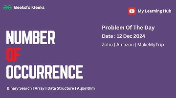 Number Of Occurrence using Java | GFG-POTD | Amazon | 12th Dec 2024   Binary Search | Data Structure