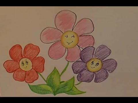 Picture Drawing Flower Colour Pencil Drawing