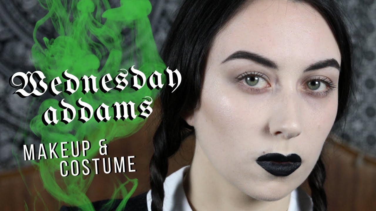 WEDNESDAY ADDAMS | Easy Halloween Makeup & Costume Tutorial - YouTube