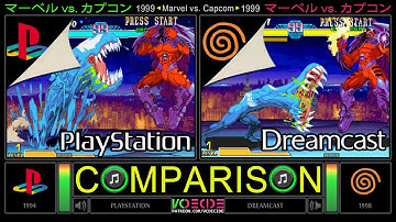 MARVEL vs CAPCOM (PlayStation vs Dreamcast) Side by Side Comparison - Dual Longplay | VCDECIDE