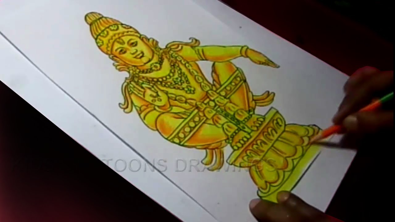 Quick simple & easy drawing of lord Ayyappa Swami/Shabrimala Swami Ayyappa  drawing outline sketch - YouTube