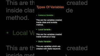 #javavariables What are the types of variables we have in Java ? Instance | Local & Static variables