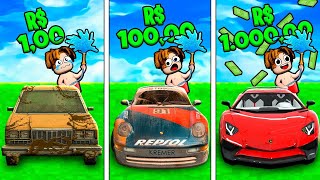 TRATAMENTO DE CARROS DE R$1 VS R$100 VS R$1000 NO ROBLOX