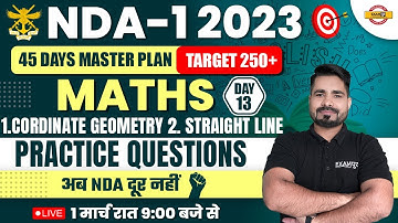 NDA-1 2023 | 45 DAYS TARGET 250+ | MATHS | Cordinate geometry/straight line  | TAHIR SIR EXAMPUR