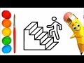 Bolalar uchun zinalar rasm chizish | Рисование лестницы для детей | Drawing stairs for children
