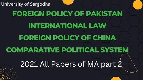 International Law & Foreign policy of Pakistan&Foreign  Policy of China UOS Ma part2  2021All Papers