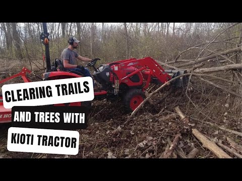 CLEARING TRAILS and TREES with the KIOTI Tractor and Chainsaw EP 3