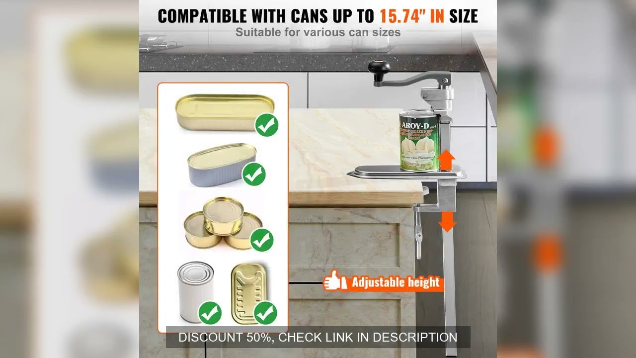 SucceBuy Manual Can Opener Commercial Table Clamp Opener for Large Cans Can Opener with Base Adjusta