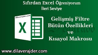 Excel Eğitim Dersleri 93 - Gelişmiş Filtre ile Listeleme Bütün Özellikleri ve Makro Kısayolu