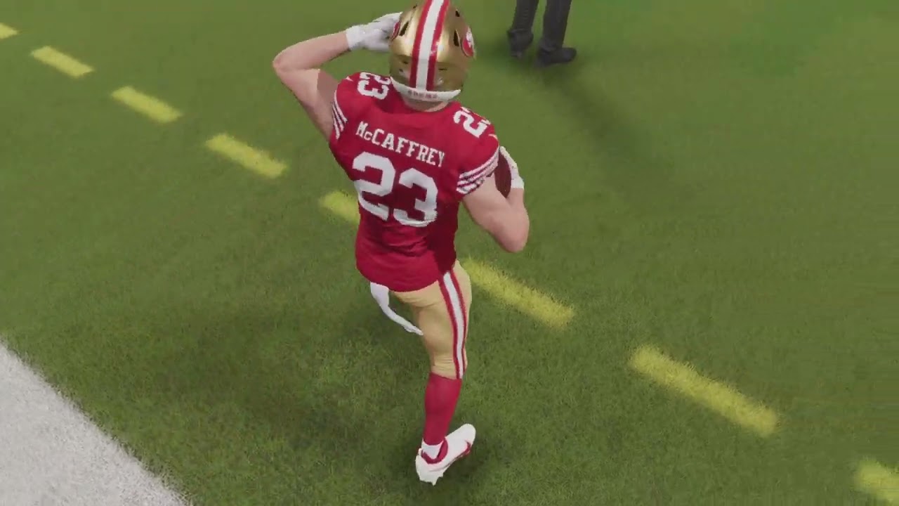 Get ready for an exhilarating moment as CMC makes a stunning 64-yard dash for a spectacular 6!