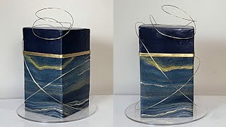 I had to stack 2 cakes together! | Tall MODERN CONTEMPORARY Marbled Cake | Cake Decorating Tutorial