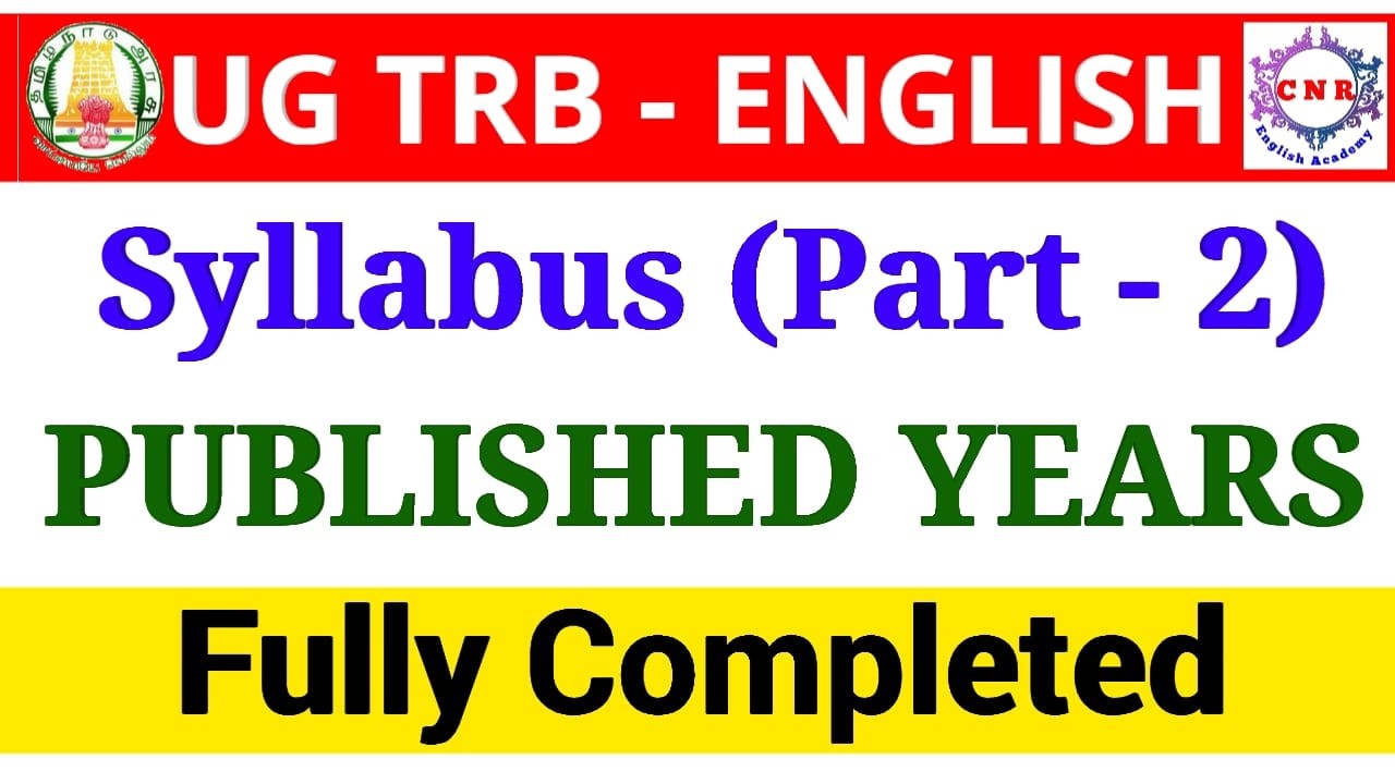 UG TRB ENGLISH | Syllabus | Part 2 | Published Years | Fully Completed