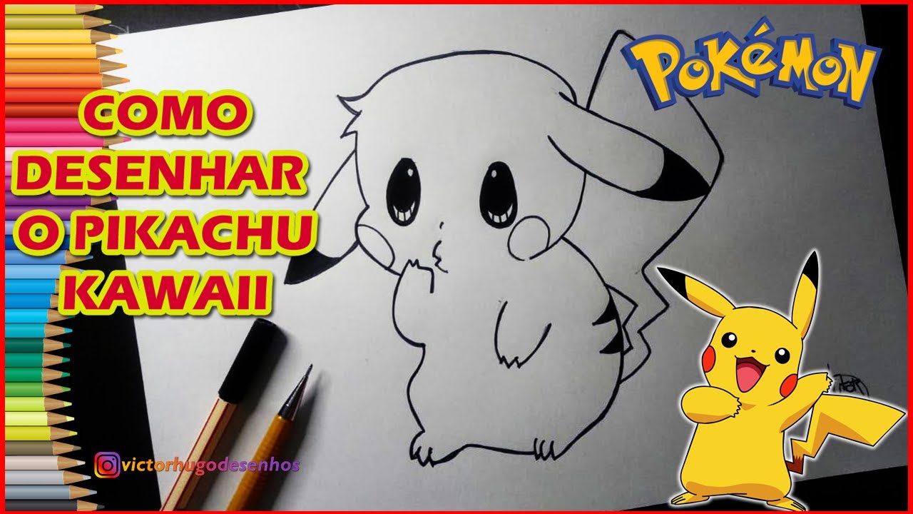 Como Desenhar PIKACHU KAWAII - passo a passo 