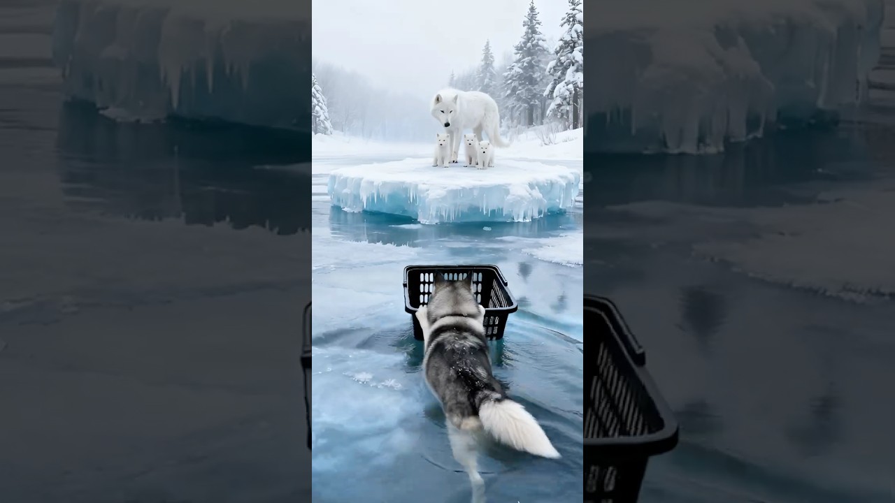 Husky saves this wolf babies 