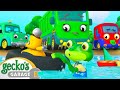 Baby truck river clean up  geckos garage  trucks for children  cartoons for kids