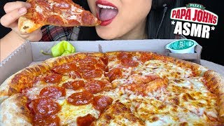 ASMR EATING CHEESY PEPPERONI PIZZA (Eating Sounds) | Papa John Pizza | No Talking ASMR Phan screenshot 5