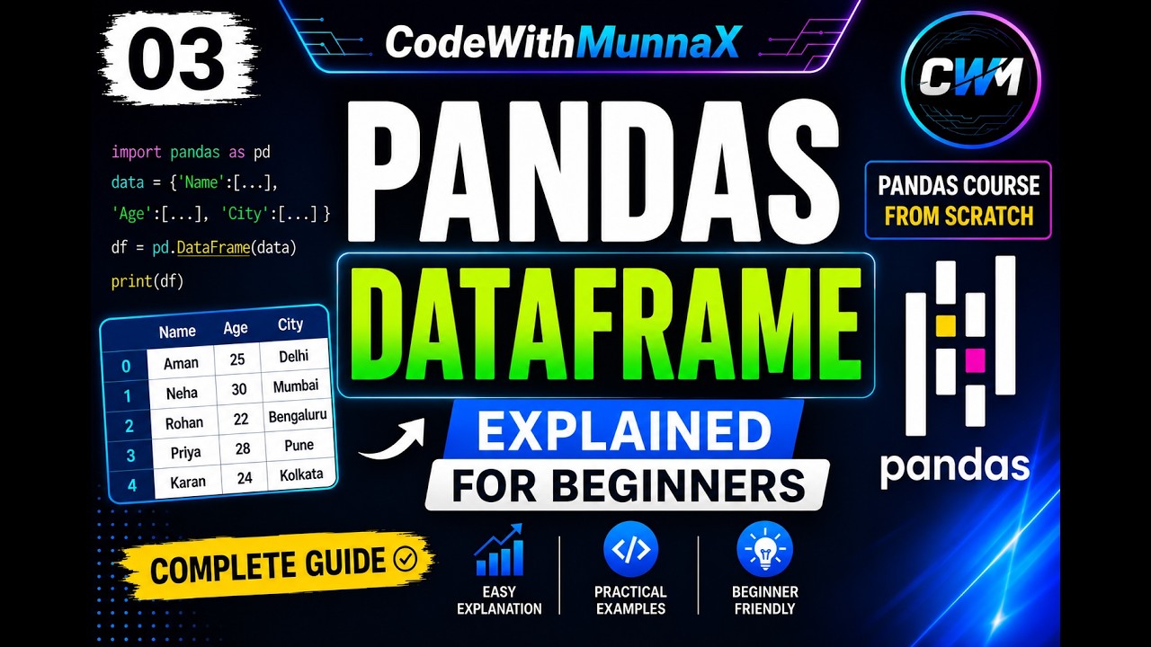03. Pandas DataFrame Explained for Beginners | Create, Access & Manipulate DataFrames