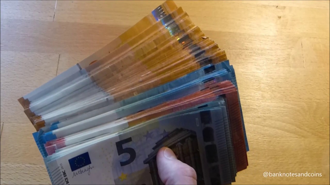 Counting Stack of NEW EURO banknotes