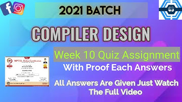 Compiler Design | Week 10 Answers 2021 | NPTEL ||