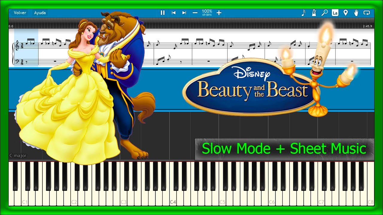 Beauty and the Beast 💕 Theme Song [Slow] (PIANO TUTORIAL ...