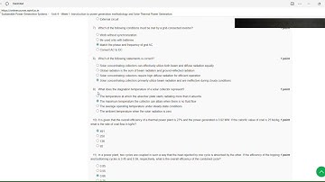 NPTEL Course 2025 | Week 1 Assignment 1 Sustainable Power Generation Systems By pf.Pankaj Kalitha