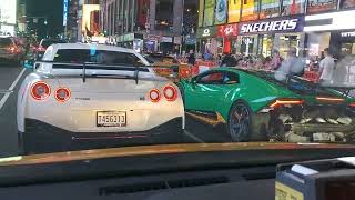 TIMES SQUARE AT NIGHT SUPER CARS #supercars #car #newyork @BLINDGHOST555