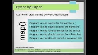 Q.61 to Q.65 Python - Solved Python Practice Exercises implementing map function