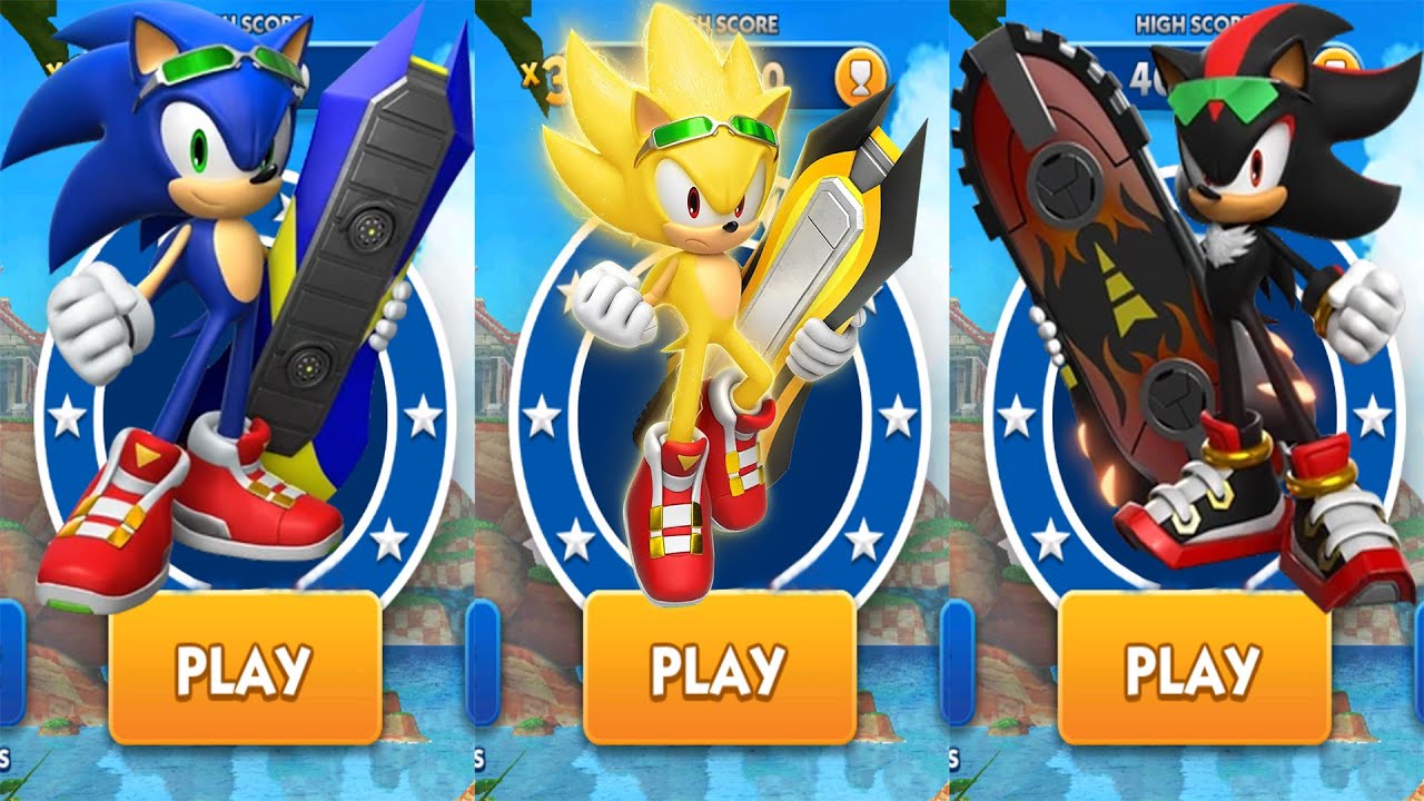 Sonic Dash - All 3 Extreme Gear Runners (Sonic, Super Sonic, Shadow) vs Bosses Eggman & Zazz