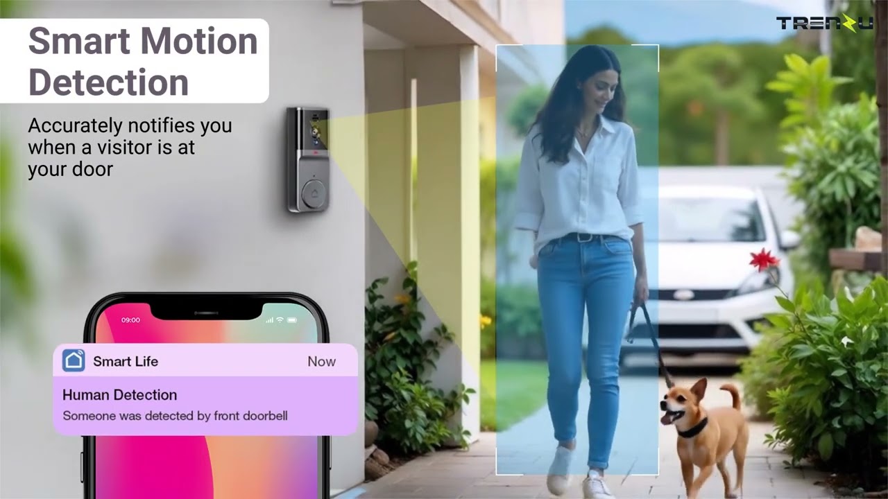Trenzu Smart WiFi Doorbell 🔔 | Video, Motion Alerts & 2-Way Audio | Home Security