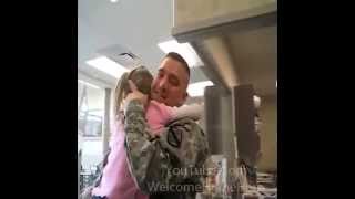 U.S. Soldier Surprises His Three Daughters at School