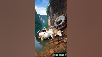 Cow and Python | The dog kept barking because a big guy was spotted #youtubeshorts